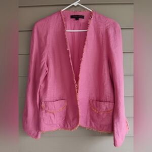 Vintage Anne Klein Lined Linen Pink Blazer Sz 12